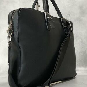 1 иен превосходный товар Paul Smith Paul Smith 2way все кожа портфель портфель плечо наклонный .. чёрный черный Logo A4 мужской 