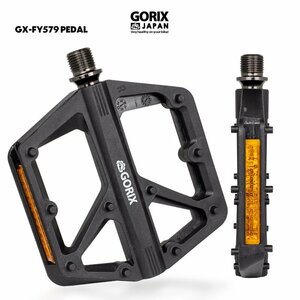 GORIX ゴリックス ペダル 自転車 ナイロン 軽量 リフレクター フラットペダル 滑り止めピン ロードバイク クロスバイク (GX-FY579)