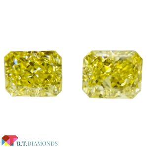 FANCY INTENSE YELLOW 0.092ct&0.108ct/RCT/RT2735/CGL