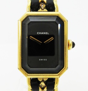 R05-030{ Chanel } наручные часы * Premiere M*QZ чёрный / черный циферблат * не пропускающее стекло * аксессуары аксессуары * черный × Gold *CHANEL*