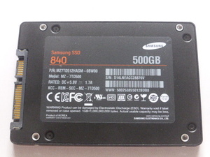 Samsung SSD 840 SATA 2.5inch 500GB 電源投入回数2797回 使用時間23286時間 正常88%判定 本体のみ 中古品です
