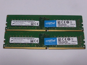 メモリ デスクトップパソコン用 Crucial DDR4-2666 PC4-21300 16GBx2枚 合計32GB 起動確認済みです 