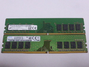 メモリ デスクトップパソコン用 SamsungとMicron DDR4-2666 PC4-21300 8GBx2枚 合計16GB 起動確認済みです
