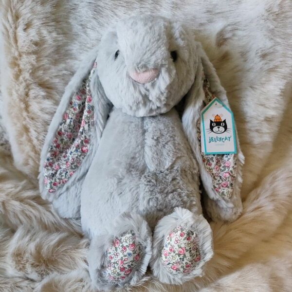 JELLYCAT BASHFUL BLOSSOM Silver Bunny Medium ぬいぐるみ ジェリーキャット バシュフル