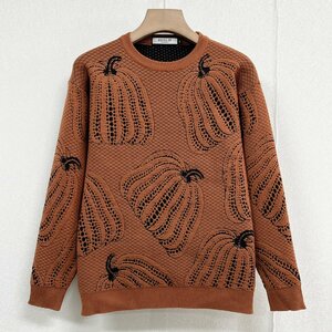  piece . Europe made * regular price 5 ten thousand * BVLGARY a departure *RISELIN sweater comfortable knitted warm total pattern solid feeling pull over sweatshirt Trend XL/50