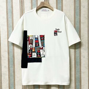 上級 定価2万 FRANKLIN MUSK・アメリカ・ニューヨーク発 半袖Tシャツ 通気 ソフト 快適 イラスト 別布 刺 個性 スウェット 夏 サイズ4