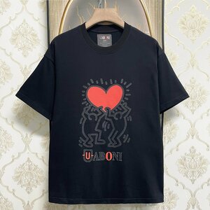 人気EU製＆定価2万◆UABONI*Paris*半袖Tシャツ*ユアボニ*パリ発◆綿100% 快適 吸汗 個性 カットソー スウェット カップル 男女兼用 2XL