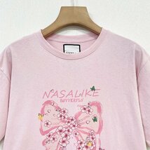 最上級ヨーロッパ製※定価2万◆ブルガリア発※RISELIN 半袖Tシャツ 通気 快適 吸汗 可愛い 花柄 蝶 トップス スウェット キレイめ 夏 L/48_画像4