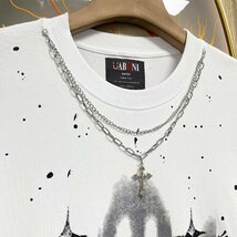 人気EU製＆定価2万◆UABONI*Paris*半袖Tシャツ*ユアボニ*パリ発◆個性 快適 ソフト チェーン付き ゴス スウェット ストリート 男女兼用 L_画像6