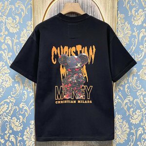 定価2万★christian milada・ミラノ発・半袖Tシャツ★上品 通気 快適 ゆったり おしゃれ 個性 スウェット ストリート ユニセックス 夏服 XL