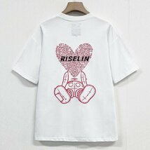 上品ヨーロッパ製※定価2万◆ブルガリア発※RISELIN 半袖Tシャツ 上質 薄手 通気 プリント 遊び心 トップス カットソー 個性 夏服 M/46_画像1