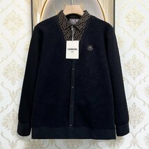 高級EU製＆定価5万◆UABONI*Paris*長袖ポロシャツ*ユアボニ*パリ発◆裏起毛 防寒 快適 切替 ニット レトロ 通勤 紳士 ビジネス XL/50サイズ_画像1