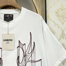 高級EU製＆定価2万◆UABONI*Paris*半袖Tシャツ*ユアボニ*パリ発◆上品 通気 吸汗 刺繍 フリンジ カットソー スウェット 個性 男女兼用 2XL_画像7