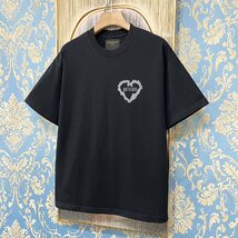 定価2万★christian milada・ミラノ発・半袖Tシャツ★上質 綿100％ 薄手 通気吸汗 個性 ハート柄 ロゴ オシャレ カジュアル 普段着 L/48_画像10