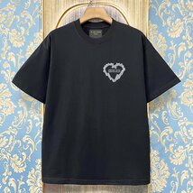 定価2万★christian milada・ミラノ発・半袖Tシャツ★上質 綿100％ 薄手 通気吸汗 個性 ハート柄 ロゴ オシャレ カジュアル 普段着 L/48_画像2