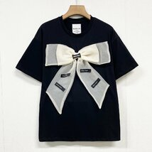 高級ヨーロッパ製※定価2万◆ブルガリア発※RISELIN 半袖Tシャツ ソフト 薄手 可愛い 蝶結び カットソー キレイめ エレガント レディース L_画像1