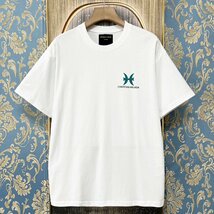 定価2万★christian milada・ミラノ発・半袖Tシャツ★綿100％ 上級 吸汗 通気 個性 魚座柄 トップス カットソー 男女兼用 夏服 XL/50サイズ_画像2