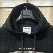 一枚限定EU製＆定価5万◆UABONI*Paris*パーカー*ユアボニ*パリ発◆高品質カシミヤ 厚手 保温 ソフト プルオーバー ユニセックス 2XL/52_画像3