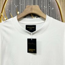 定価2万★christian milada・ミラノ発・半袖Tシャツ★高級 綿100％ 柔らかい 通気 吸汗 ソフト 重ね着風 プルオーバー 上品 男女兼用 夏2XL_画像3