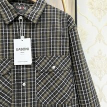 定番EU製＆定価4万◆UABONI*Paris*長袖シャツ*ユアボニ*パリ発◆上品 洗練 耐久 チェック柄 トレンド ライトアウター デイリー 春夏 L_画像8