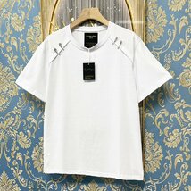 定価2万★christian milada・ミラノ発・半袖Tシャツ★高級綿100％ 吸汗 快適 無地 スナッピン ダメージ加工 トップス 個性 ストリート 2XL_画像8