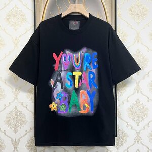 新作EU製＆定価2万◆UABONI*Paris*半袖Tシャツ*ユアボニ*フランス◆上質綿100％ 通気 吸汗 薄手 カラフル アメカジ ユニセックス XL/50