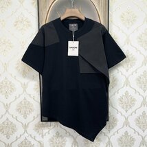 新作EU製＆定価2万◆UABONI*Paris*半袖Tシャツ*ユアボニ*パリ発◆上級 速乾 別布 異素材切替 イレギュラーヘム かっこいい 個性 メンズ XL_画像1