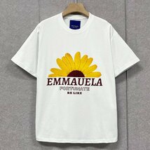 人気・半袖Tシャツ 定価2万◆Emmauela・イタリア・ミラノ発◆コットン100％ 快適 高級 通気 おしゃれ 菊 スウェット カットソー トップス52_画像1