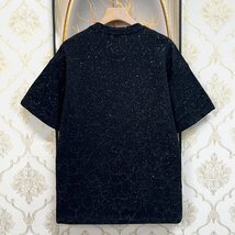 絶賛EU製＆定価2万◆UABONI*Paris*半袖Tシャツ*ユアボニ*フランス◆快適 吸汗 薄手 総柄 キラキラ チェーン カットソー スウェット 街着2XL_画像2