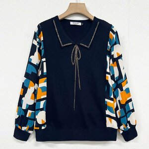  new work Europe made * regular price 4 ten thousand * BVLGARY a departure *RISELIN sweatshirt ventilation thin knitted unusual material switch . what . pattern commuting tops lady's spring summer XL