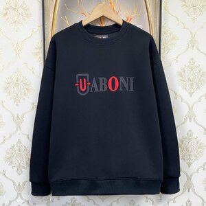 人気EU製＆定価4万◆UABONI*Paris*トレーナー*ユアボニ*パリ発◆エジプト綿 ソフト 通気 快適 スウェット ロゴ おしゃれ 男女兼用 L/48