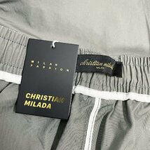 上級EU製・定価5万★christian milada・ミラノ発・スラックス★上品 綿100％ 薄手 ギャザー 無地 チノパン ロングパンツ ボトムス 日常 L_画像8