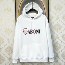 上品EU製＆定価4万◆UABONI*Paris*パーカー*ユアボニ*パリ発◆エジプト綿 快適 通気 ロゴ トップス プルオーバー スウェット 男女兼用 XL_画像1