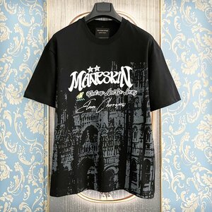 定価2万★christian milada・ミラノ発・半袖Tシャツ★コットン100％ 上品 個性 薄手 オシャレ 英字 トップス レジャー 日常 L/48サイズ