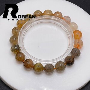 綺麗 EU製 定価5万円★ROBEAN・ガーデンルチルクォーツ★ブレスレット パワーストーン 天然石 原石 開運 お守り 10.3-10.9mm 1001G1092