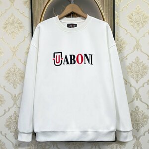 上級EU製＆定価4万◆UABONI*Paris*トレーナー*ユアボニ*パリ発◆エジプト綿 ソフト 通気 快適 スウェット ロゴ おしゃれ 男女兼用 2XL/52