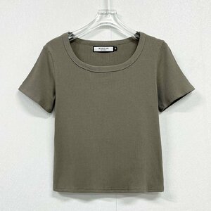 定番ヨーロッパ製※定価2万◆ブルガリア発※RISELIN 半袖Tシャツ 通気 薄手 スリム フィット 無地 サマーニット ショート丈 レディース M