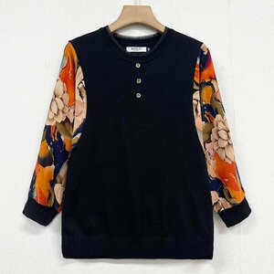  new work Europe made * regular price 4 ten thousand * BVLGARY a departure *RISELIN sweatshirt ventilation easy race switch floral print tops knitted lady's spring summer 2XL