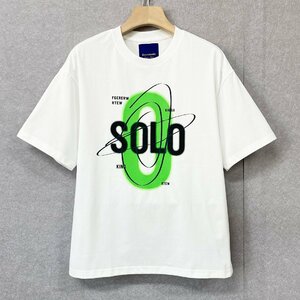 個性・半袖Tシャツ 定価2万◆Emmauela・イタリア・ミラノ発◆コットン100％ 快適 丸首 英字 スウェット カットソー トップス 夏服 2XL/52