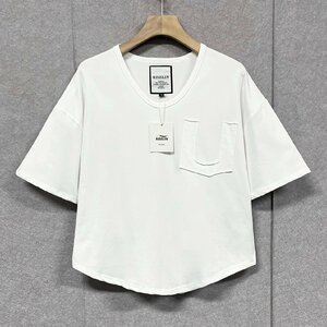 高級ヨーロッパ製※定価2万◆ブルガリア発※RISELIN 半袖Tシャツ コットン100％ ソフト 薄手 無地 別布 スウェット ベーシック デイリー2XL