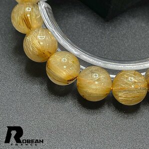 レア EU製 定価10万円★ROBEAN・タイチンルチル★黄金針水晶 ゴールド ブレスレット 九星開運 天然石 金運 お守り 11.8-12.2mm C410129の画像5