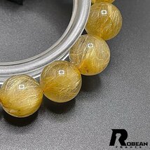 レア EU製 定価20万円★ROBEAN・タイチンルチル★黄金針水晶 ゴールド ブレスレット 九星開運 天然石 金運 お守り 12.9-13.7mm C510529_画像5