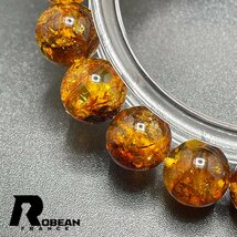 レア EU製 定価5万円★ROBEAN・ゴールデンアンバー・琥珀★ブレスレット パワーストーン 天然石 綺麗 お守り 10.5-10.8mm 1008J051_画像6