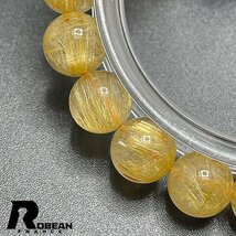 逸品 EU製 定価11万円★ROBEAN・タイチンルチル★黄金針水晶 ゴールド ブレスレット 九星開運 天然石 金運 お守り 9.9-10.2mm 1008J143_画像4