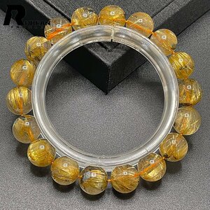  rare EU made regular price 12 ten thousand jpy *ROBEAN* sun flower Taichi n rutile * yellow gold needle crystal luck with money better fortune Gold bracele Power Stone 10.9-11.2mm C413187