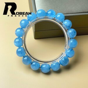 逸品 EU製 定価8万円★ROBEAN・ブルーグリーンアクアマリン★パワーストーン ブレスレット 天然石 原石 綺麗 お守り 12.3-12.8mm 1001G544