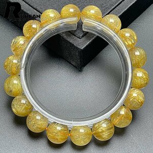  excellent article EU made regular price 20 ten thousand jpy *ROBEAN* Taichi n rutile * yellow gold needle crystal Gold bracele 9 star better fortune natural stone luck with money amulet 11.3-11.7mm C525755