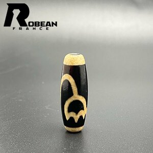 逸品 EU製 定価5万円★ROBEAN・チベット老玉髄・天珠★パワーストーン アクセサリー 天然石 瑪瑙 金運 お守り 約36.9*12.9mm 1004T010