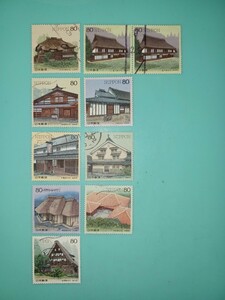 『日本の民家』【使用済み記念切手】第一集～第五集