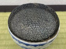 中国古玩 唐物 古染 草花文香炉 純銀火屋 箱 仕覆 香道具 骨董品 古美術品 5737kbdbzN_画像4